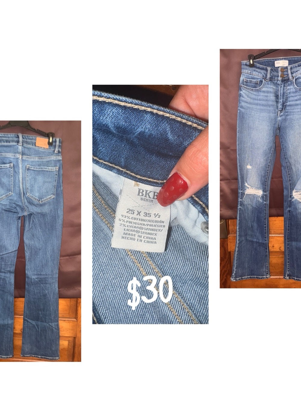 BKE Light Blue Distressed Flare Jeans